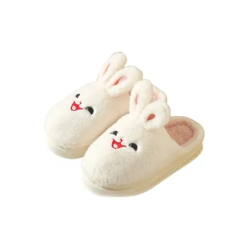 Meter Women's Home Slippers Cute Rabbit Slippers With Winter Fleece Warm Postpartum Shoes With Soft Soles