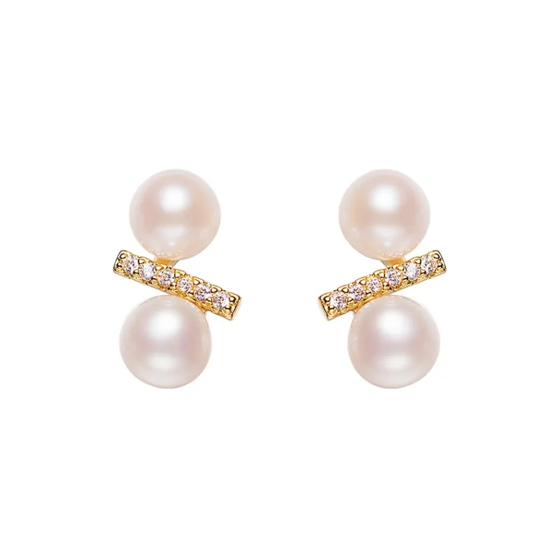 ZHENZHUAOMI Freshwater Pearl Stud Earrings Women's-0