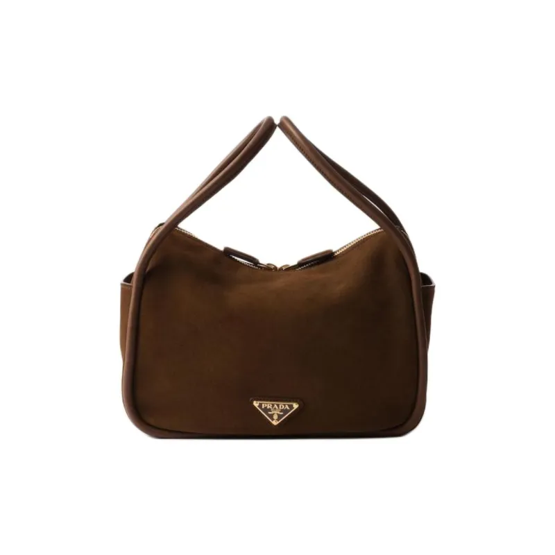PRADA Leather Shoulder Bag, Crossbody Bag, Handbag Women's Cocoa Brown-0