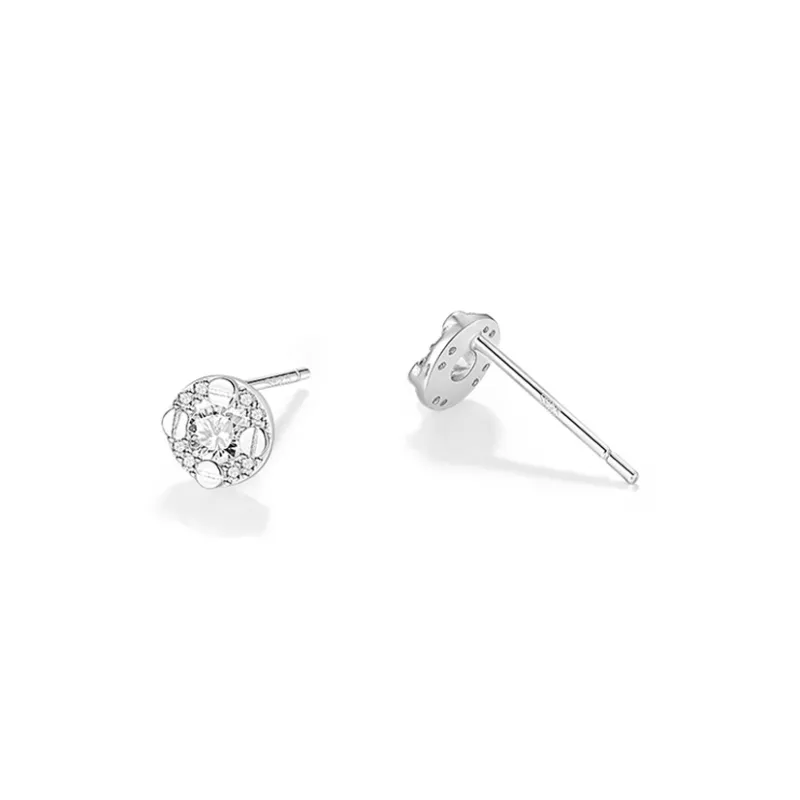Silver Stud Earrings Women's-1