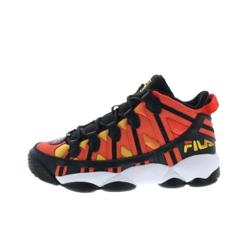 FILA Spaghetti Anti Slip Wear Resistant Mid Top Basketball Shoes Men's Orange Black