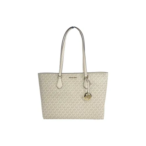 MICHAEL KORS Coated Canvas Tote Bag, Shopping Bag, Shoulder Bag, Handbag Tubas Women's Light Cream