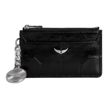 Zadig & Voltaire Patent Leather Card Holder Women's Black