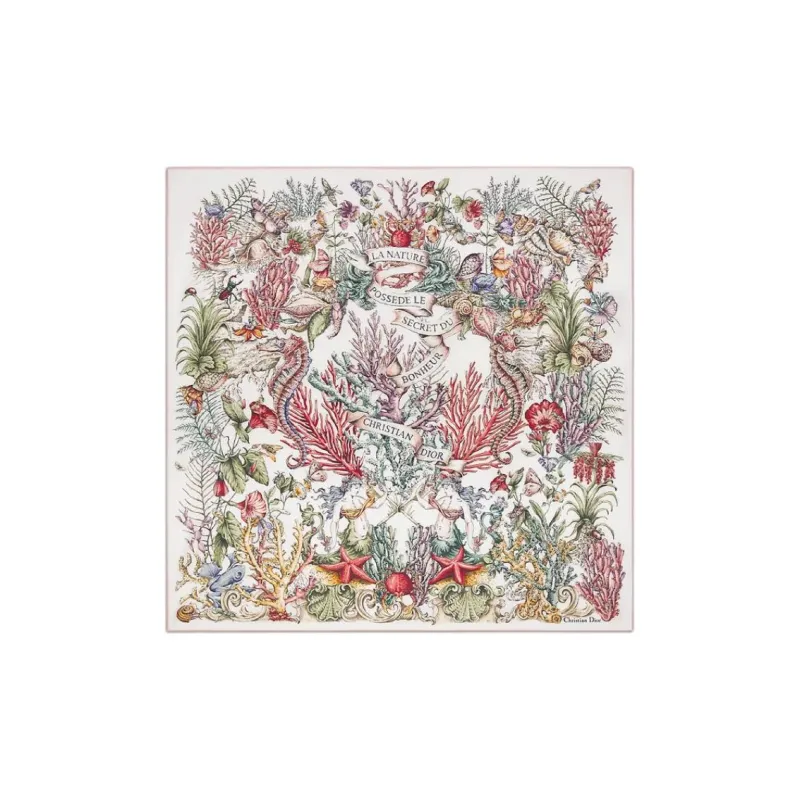 DIOR Mulberry Silk Scarves Women's White-0