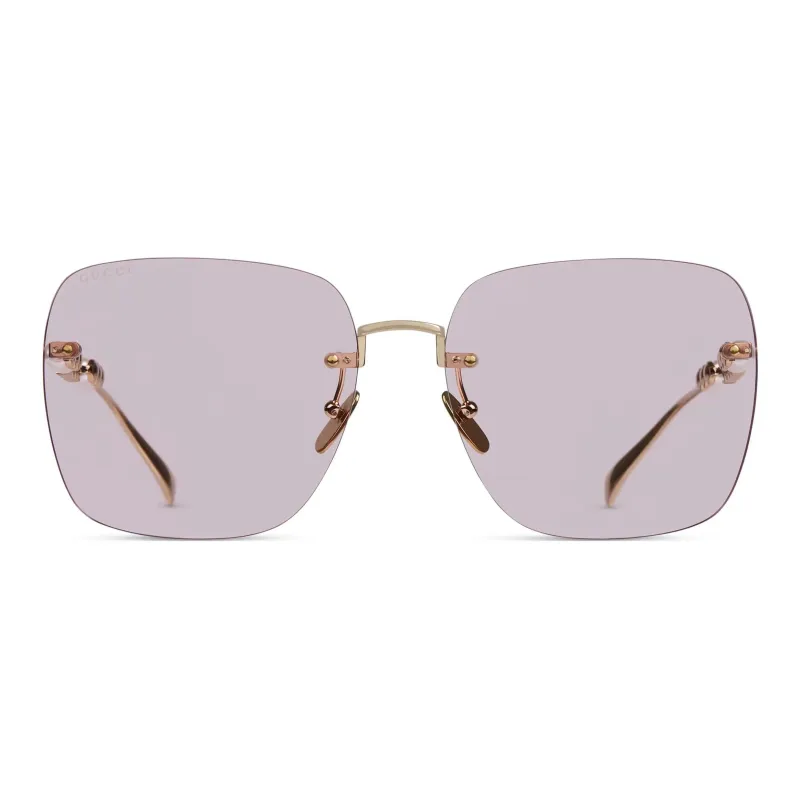 GUCCI Metal Square Sunglasses Women's Gold-0