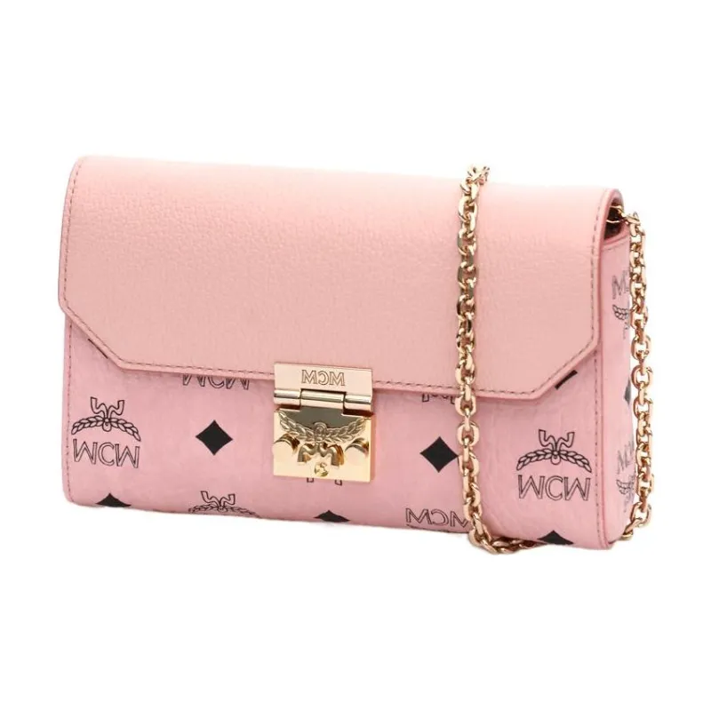 MCM Millie Visetos Leather Shoulder Bag, Crossbody Bag Small Size Women's Cherry Blossom Pink-1