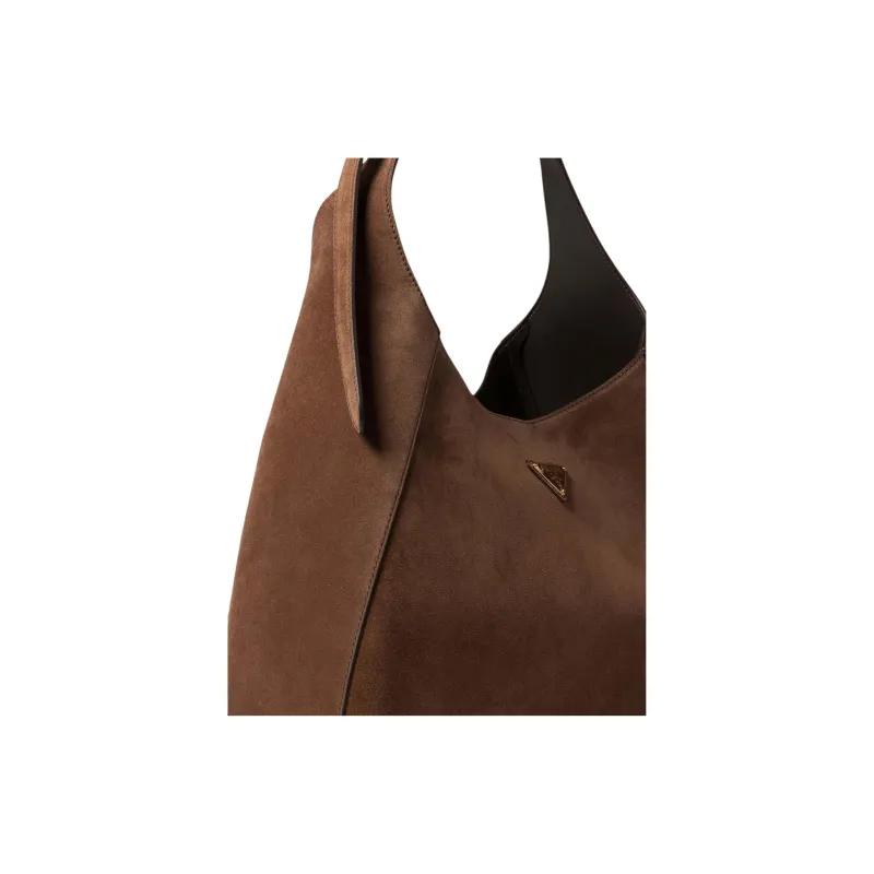PRADA Suede Handbag, Shoulder Bag Women's Brown-4