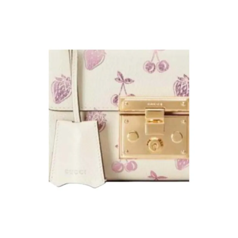 GUCCI Padlock Leather Crossbody Bag Shoulder Bag Small Size Women's White-3