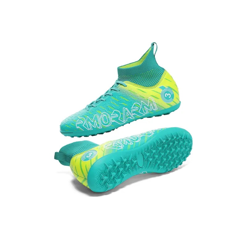 OFFER AITR Soccer Shoes Unisex High Top Black/White/Cyan-15