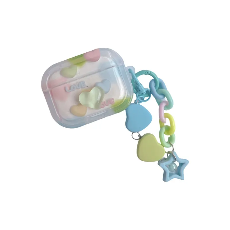 Baohuguang Compatible With AirPods Pro 2/3/1 TPU Ins Dopamine Dressing 3D Effect Multicolor Heart Headphone Cases-0