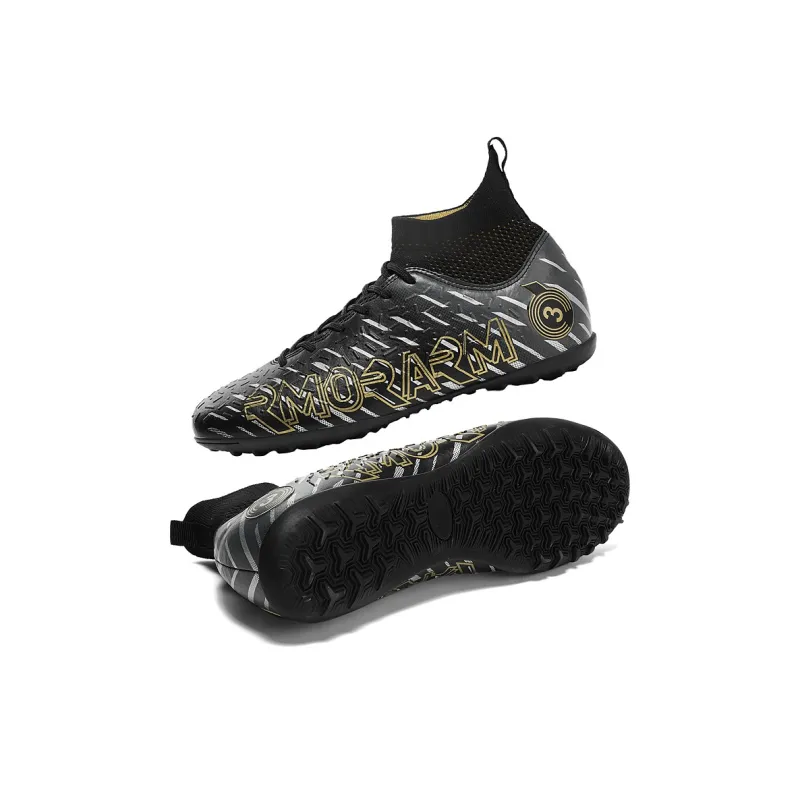 OFFER AITR Soccer Shoes Unisex High Top Black/White/Cyan-3