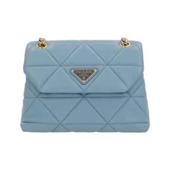 PRADA Lambskin Crossbody Bag Shoulder Bag Women's Light Blue