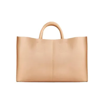 ZARA Cow Leather Tote Bag Shopping Bag Handbag Mini Women's Light Beige