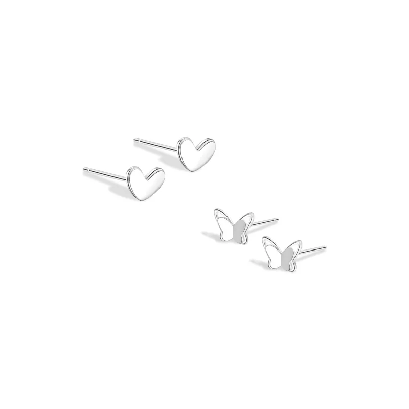 BLANK IN BLANK Sterling Silver Stud Earrings Women's Birthday Box-0