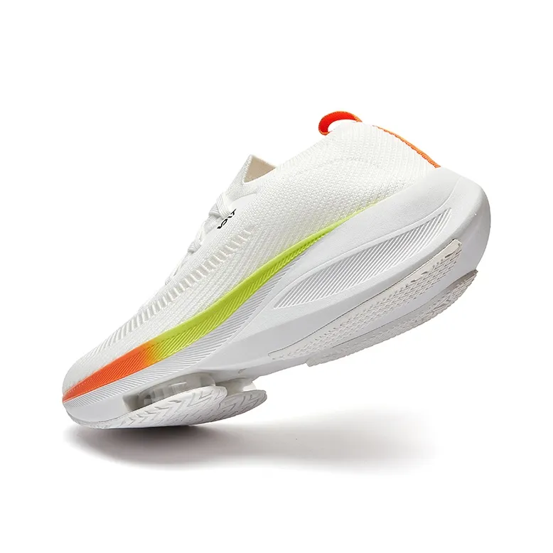 VOIT Cushioning, Slip Resistant, And Abrasion Resistant Low Top Running Shoes Unisex White Red-1