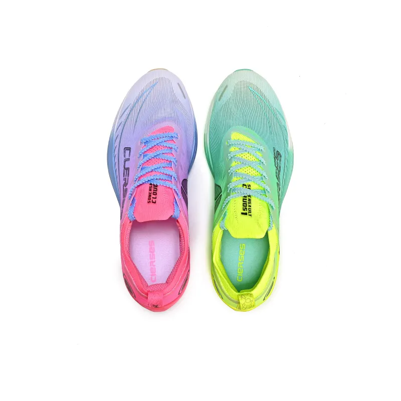 CIERSES Low Top Running Shoes Unisex Fluorescent Cherry Blossom Pink Tranquil Blue Mismatched-3