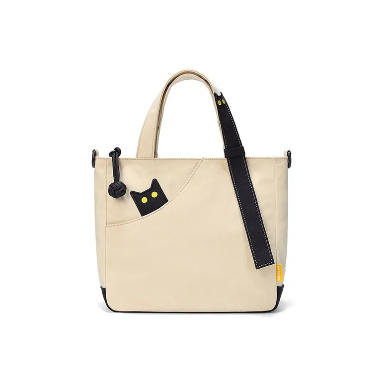 NOXXON Nylon Tote Bag, Shopping Bag, Portable Crossbody Bag, Shoulder Bag Small Size Women's Obsidian Black/Khaki-2