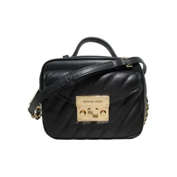 MICHAEL KORS Rose Leather Handbag, Camera Bag, Crossbody Bag Trumpets Women's Black