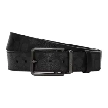 COACH Cow Leather PVC Artificial Leather Belts Men's Black Width 3.8CM
