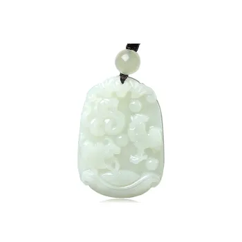 BYTHERE Hetian Jade Necklaces Pale Greenish White Jade Unisex