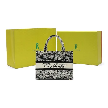 ROBERTA DI CAMERINO Fabric Small Tote Bag, Crossbody Bag, One Shoulder Handbag Women's Gold/Silver/Black/White