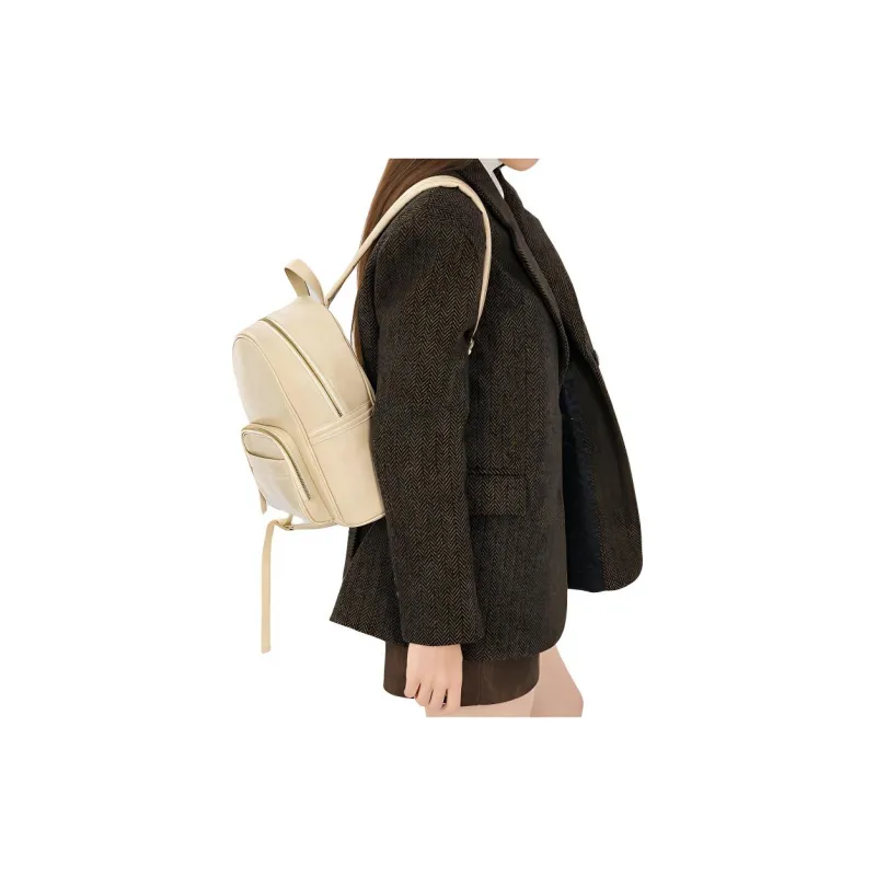 OMI Synthetic Leather Backpack Regular Women's Apricot White/Black/Dark Coffee-10