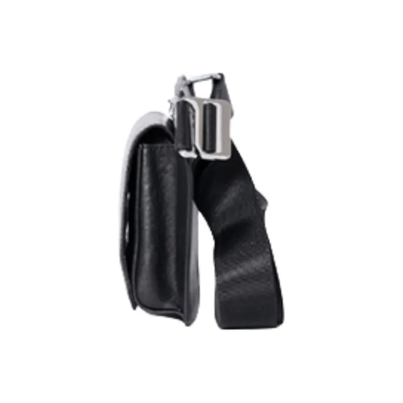 DOSRFINI Cow Leather Sling Bag Medium Size Men's Black Litchi Grain/Black Vegetable Tanned Leather-1