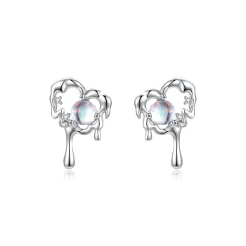 Lao Feng Xiang S925 Sterling Silver Stud Earrings, Women's Birthstone Women's