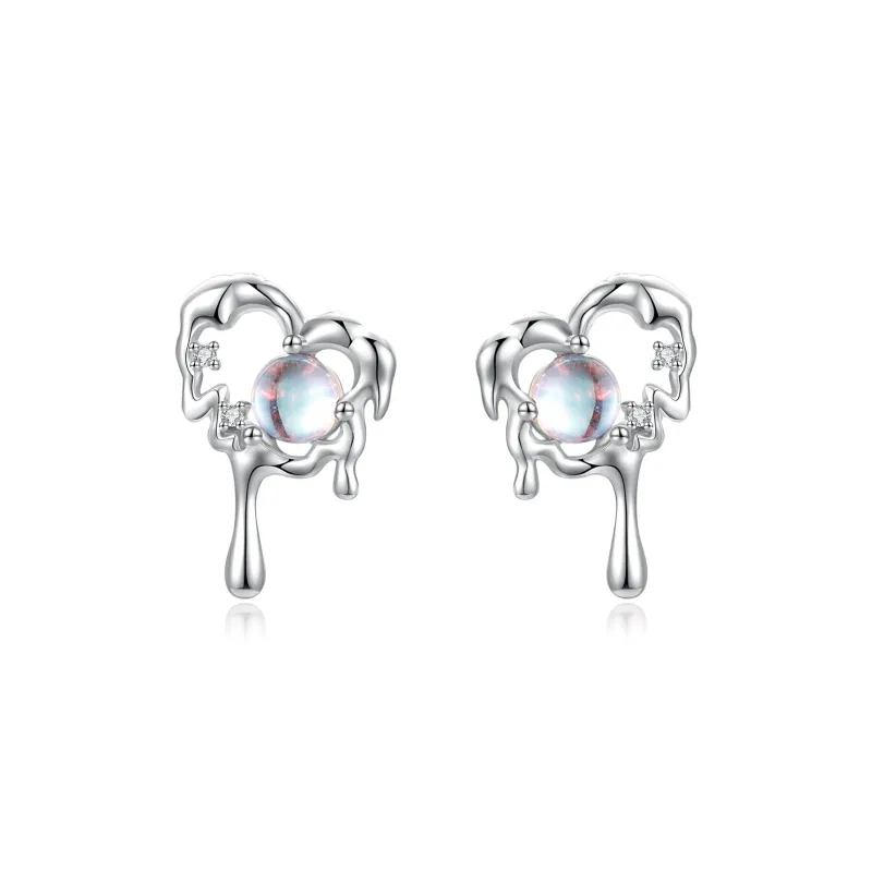 Lao Feng Xiang S925 Sterling Silver Stud Earrings, Women's Birthstone Women's-0