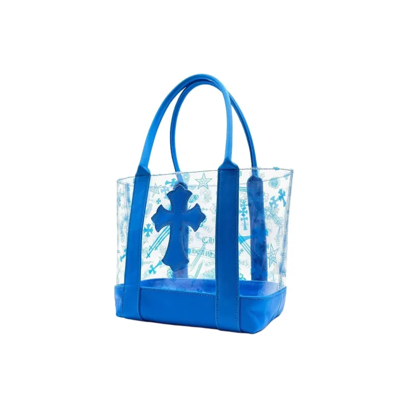 Chrome Hearts Leather Tote Bag Shopping Bag Handbag Mini Women's Blue-2