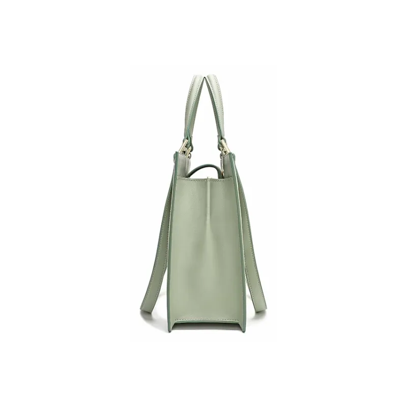 Ancient Yi Xi Cow Leather Fashion Mom One Shoulder Large Bag Handbag Women's Willow Sprout Green-3