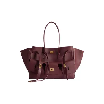 Balenciaga Smooth Calf Leather Tote Bag Shopping Bag Handbag Medium Size Women's Dark Burgundy