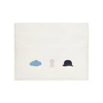 Delvau Magritte Box Calf Calfskin Card Holder Men's White