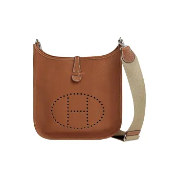 HERMES Evelyne Barenia Faubourg Calfskin Crossbody Bag Shoulder Bag Women's Light Yellow Umber With A Hint Of Taupe