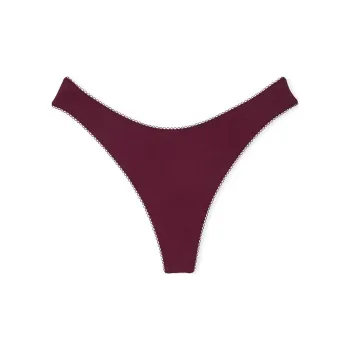 Victoria's Secret PINK Cotton Thong Panty/ Wild Rose Ballet Novelty Underpants Women's 1 Pack Red Brown