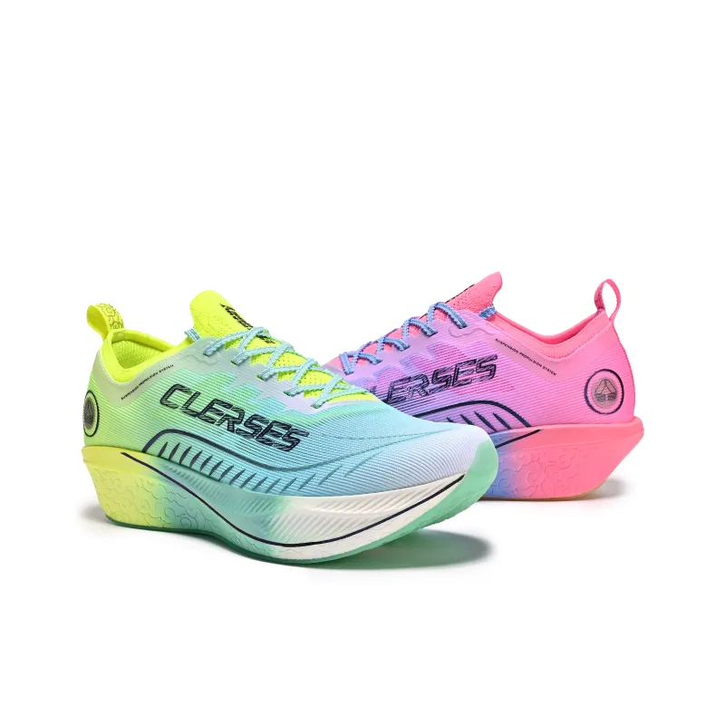CIERSES Low Top Running Shoes Unisex Fluorescent Cherry Blossom Pink Tranquil Blue Mismatched-1