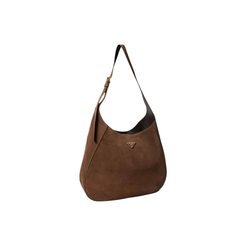 PRADA Suede Handbag, Shoulder Bag Women's Brown-1