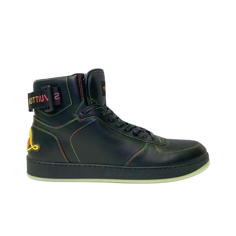 LOUIS VUITTON High Top Skateboard Shoes Men's Black-1