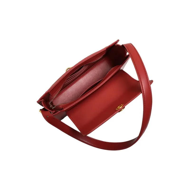 MILLIE'S Synthetic Leather Crossbody Shoulder Bag Small Square Bag Regular Women's Cherry Red-4