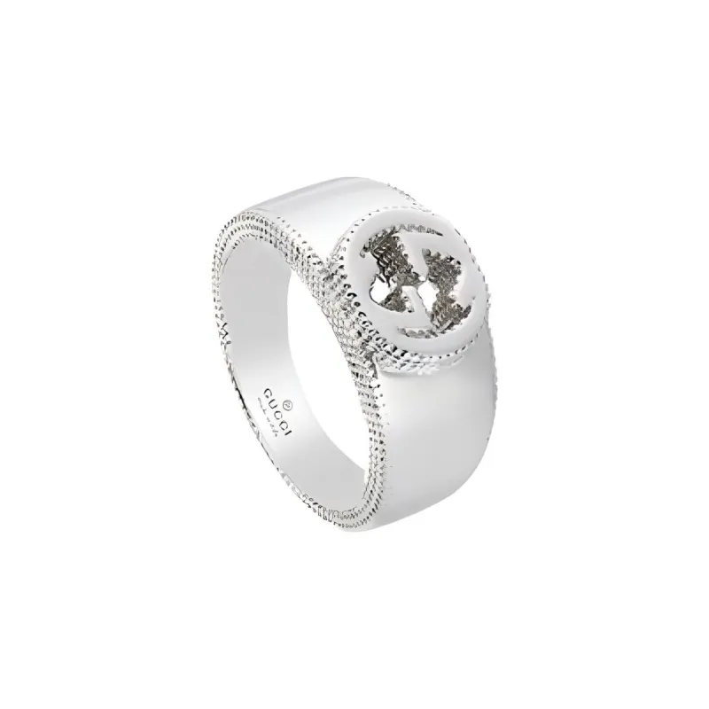 GUCCI Interlocking G Ring Textured Outline-1