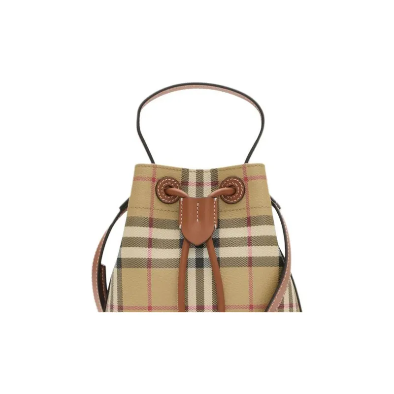 Burberry Polyurethane Bucket Shoulder Bag Crossbody Bag Handbag Mini Women's Hemlock Brown-3