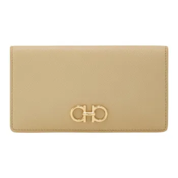 FERRAGAMO Calfskin Wallet Tubas Women's Stone Color