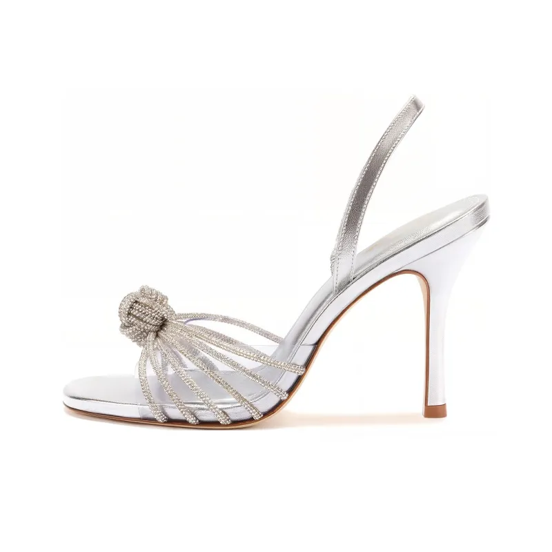Larroude Valerie Strap Sandals 9.5cm Women's Silver-0