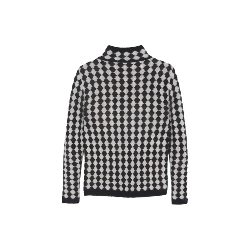 SAINT LAURENT Turtleneck Allover Diamond Motif Sweater-1