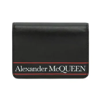 Alexander McQueen Cow Leather Business Card Holder Men's Black/Red