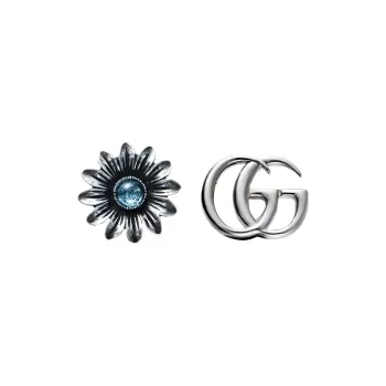 GUCCI 925 Sterling Silver Stud Earrings Women's Silver