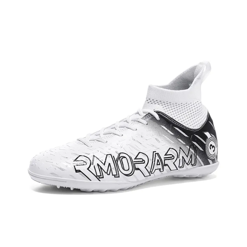 OFFER AITR Soccer Shoes Unisex High Top Black/White/Cyan-7