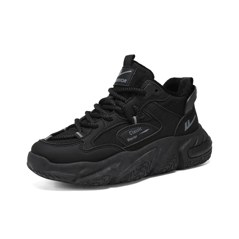 Warrior Warm Height Increasing Wear-Resistant Mid-Top Chunky Sneakers Unisex-1