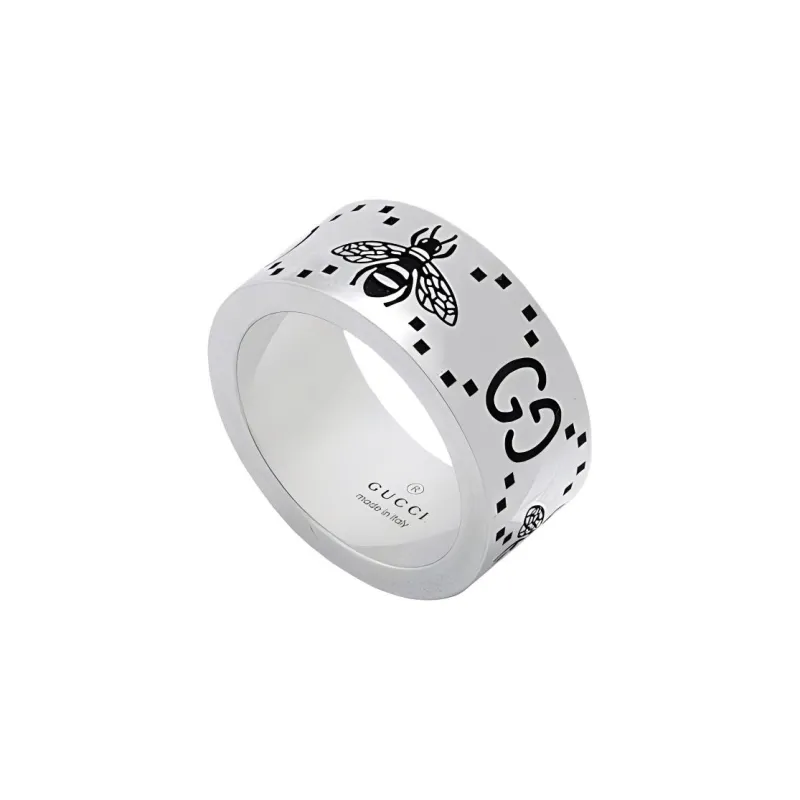 GUCCI Interlocking G And Bee Engraved Ring-3