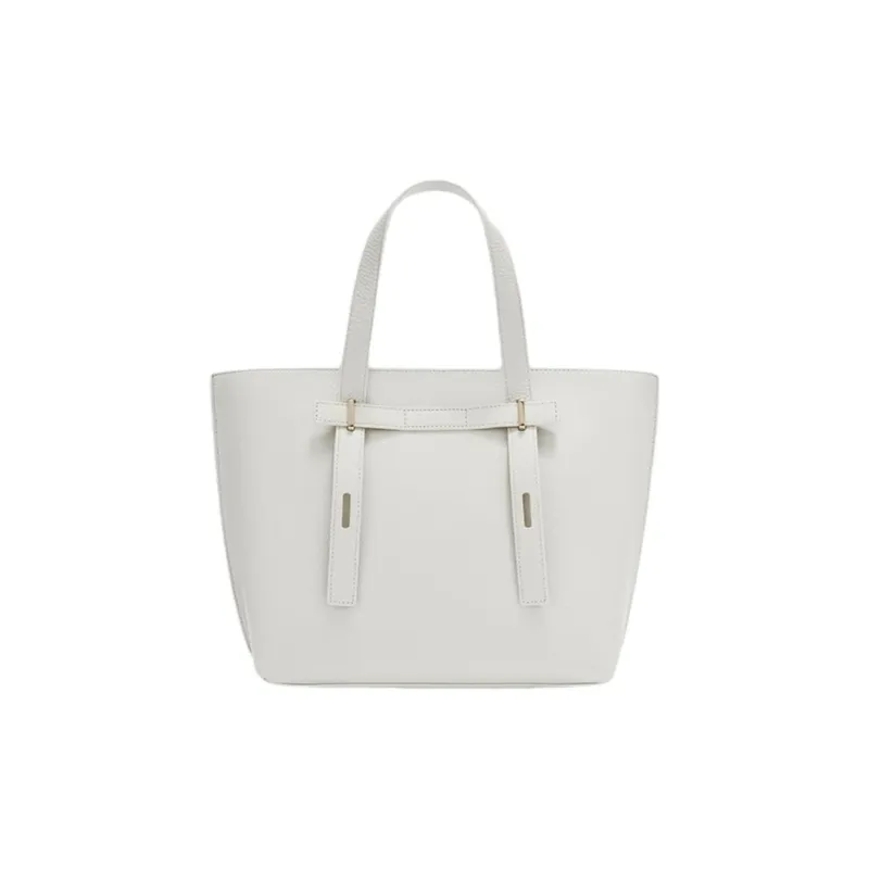 Furla Grain Leather Tote Bag, Shopping Bag, Handbag Medium Size Women's White-0